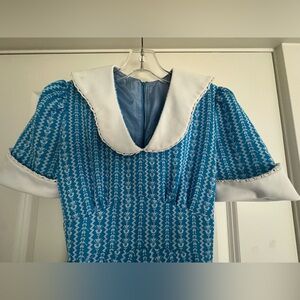 70’s Vintage Maxi Dress in Blue and White - Size Small